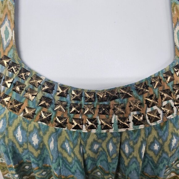 NWT Angie Blue Sleeveless Mini Dress Boho Studded Beach Festival L - Picture 3 of 12